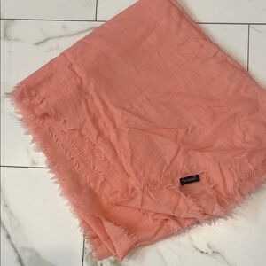 Jil Sander Cashmere Pink Peach Frayed Edge Scarf pashmina